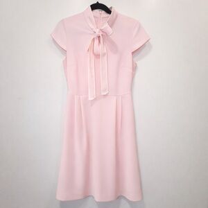 J. Crew Blush Pink Bow Neck Dress Size 6 Coquette Preppy Retro Lolita Babydoll